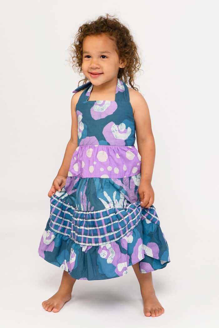 Carousel Dress: Poppies - Teal-Organic