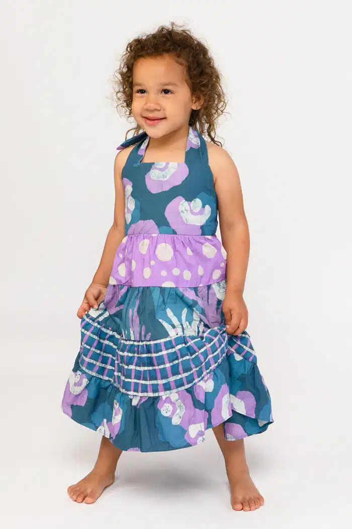 Carousel Dress: Poppies - Teal-Organic