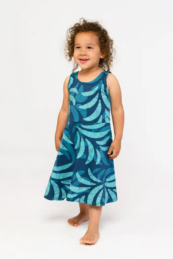 Knit Dress-Fit & Flare Kids: Ferns - Navy-Organic