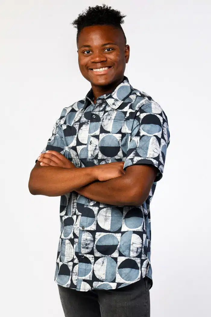 Slim Fit Shirt: Mod Circles - Black-Organic