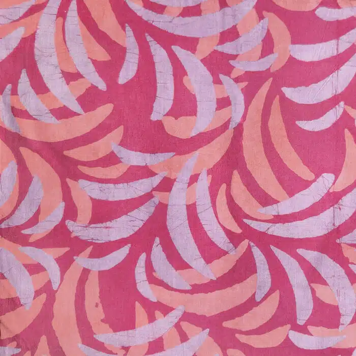 Batik Fabric: Ferns - Melon-Organic