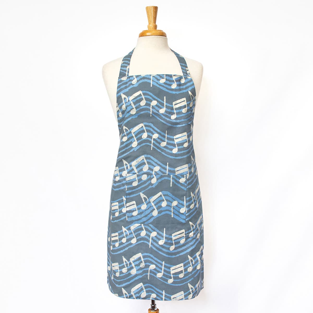 Apron Reversible: Music Notes - Charcoal-Organic - Image 3