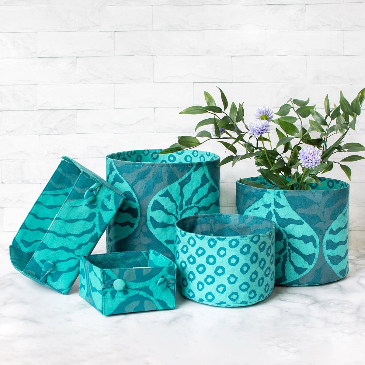 Stackable Bins: Terrace - Teal-Organic - Image 3