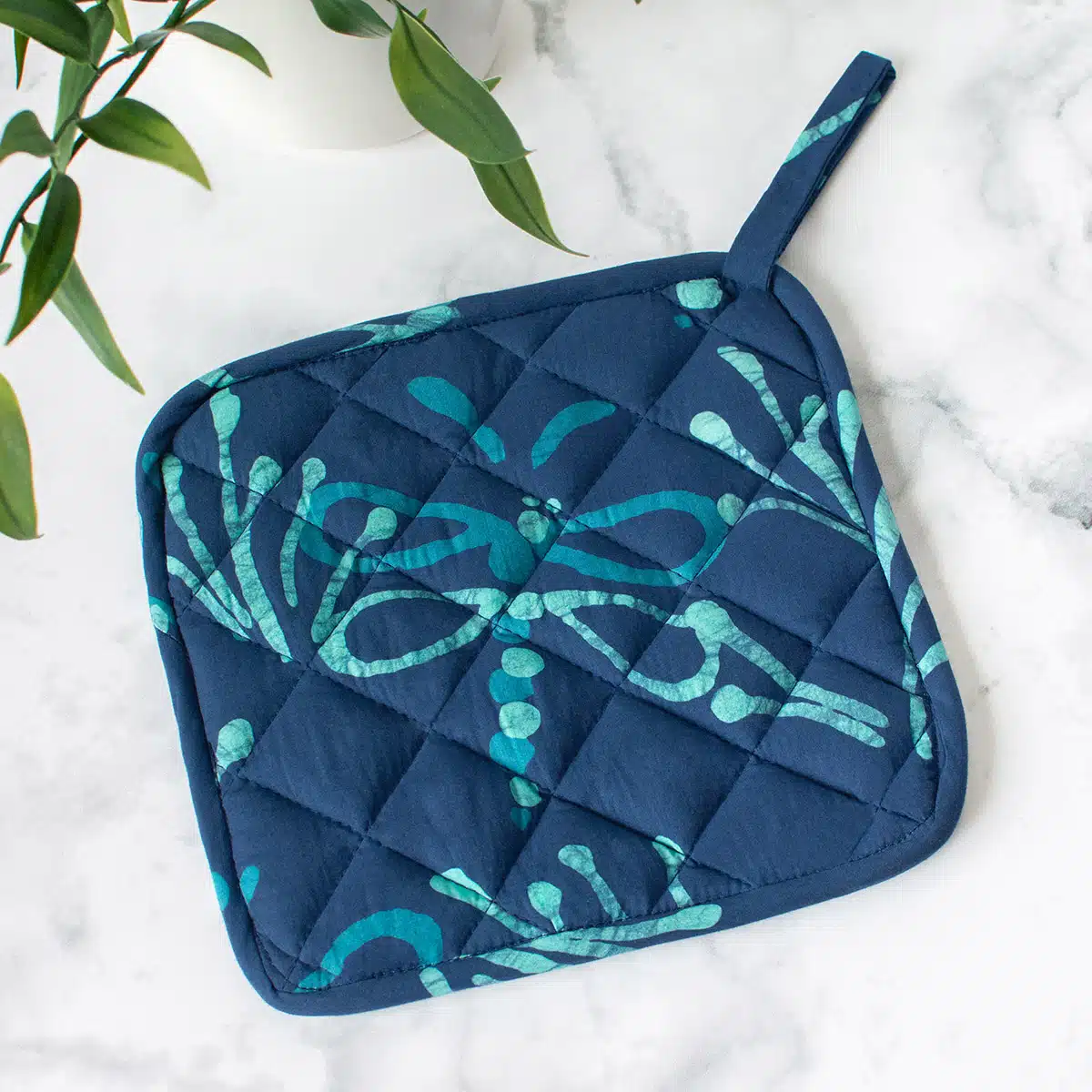 Pot Holder: Dragonfly - Navy-Organic