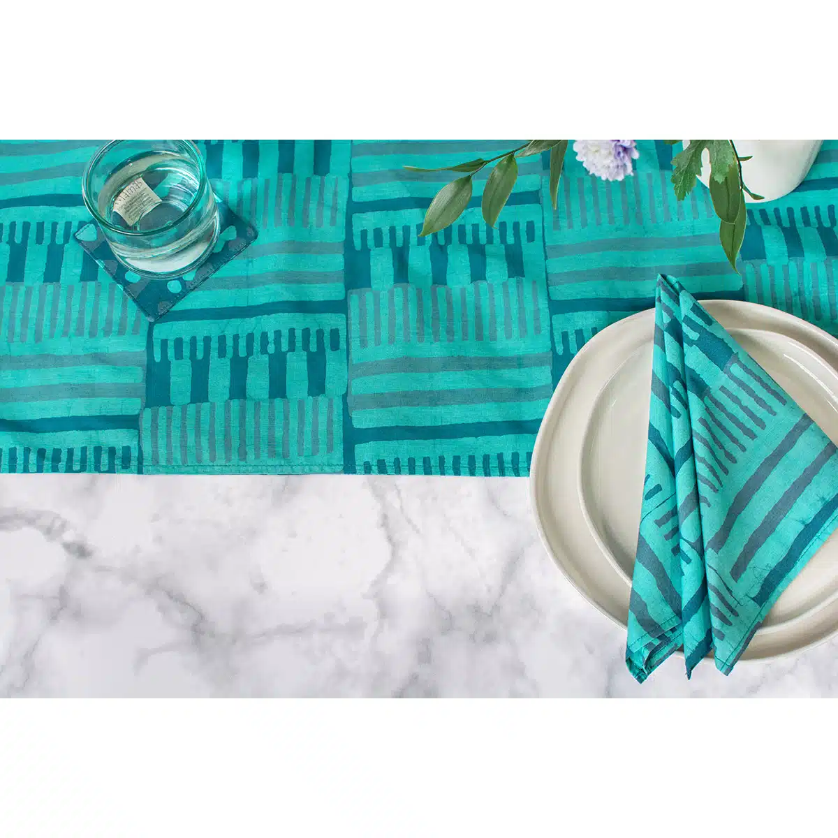 Table Runner-Short: Kenten - Teal-Organic - Image 2