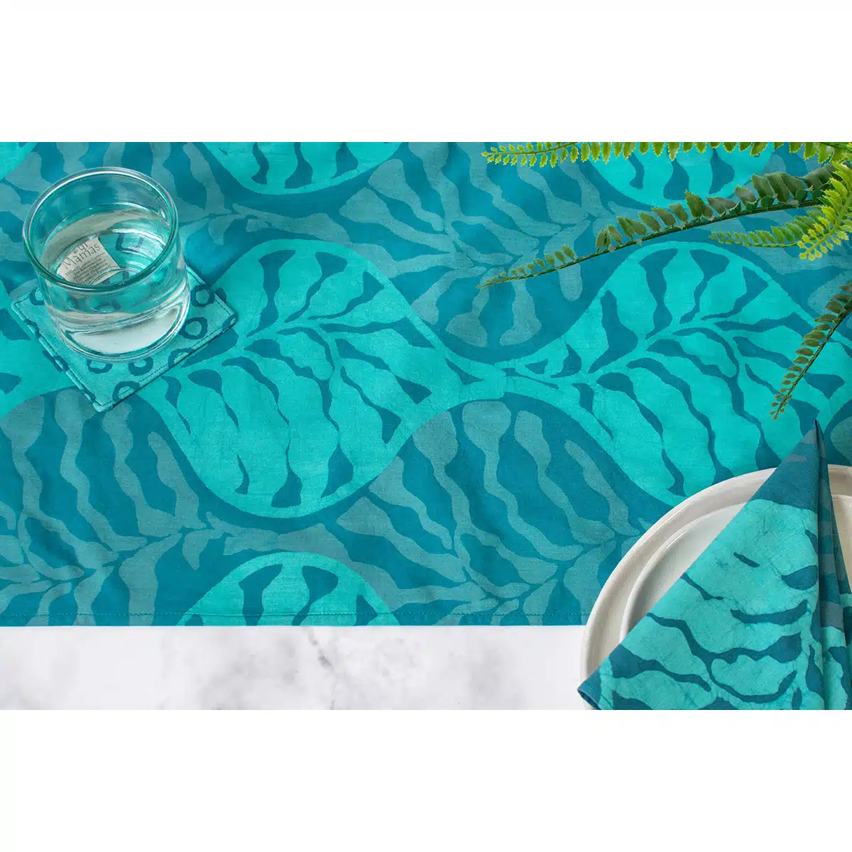 Table Runner-Short: Terrace - Teal-Organic - Image 2