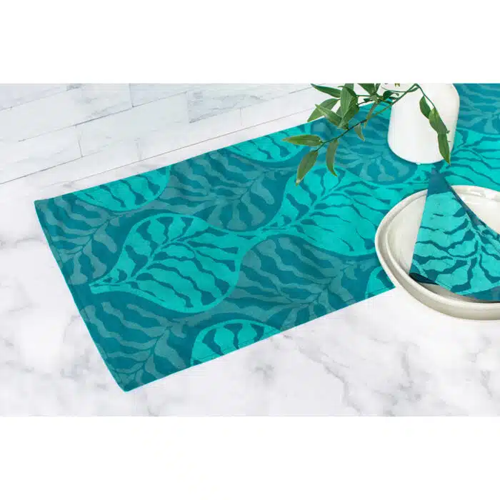 Table Runner-Short: Terrace - Teal-Organic