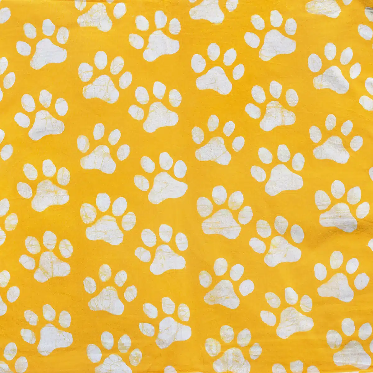 Batik Fabric: Paws - Gold-Organic