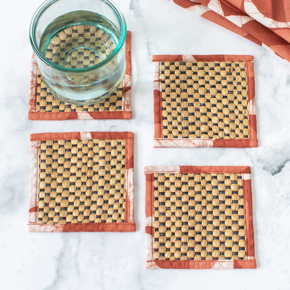 Coasters-Water Hyacinth: Rust-Organic