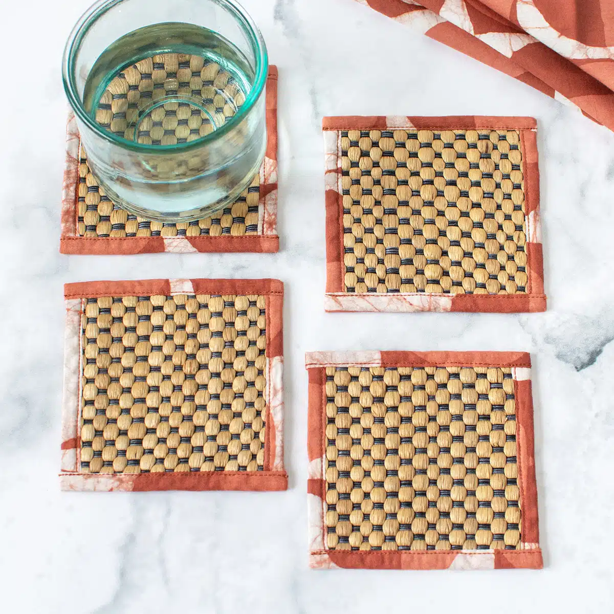Coasters-Water Hyacinth: Rust-Organic