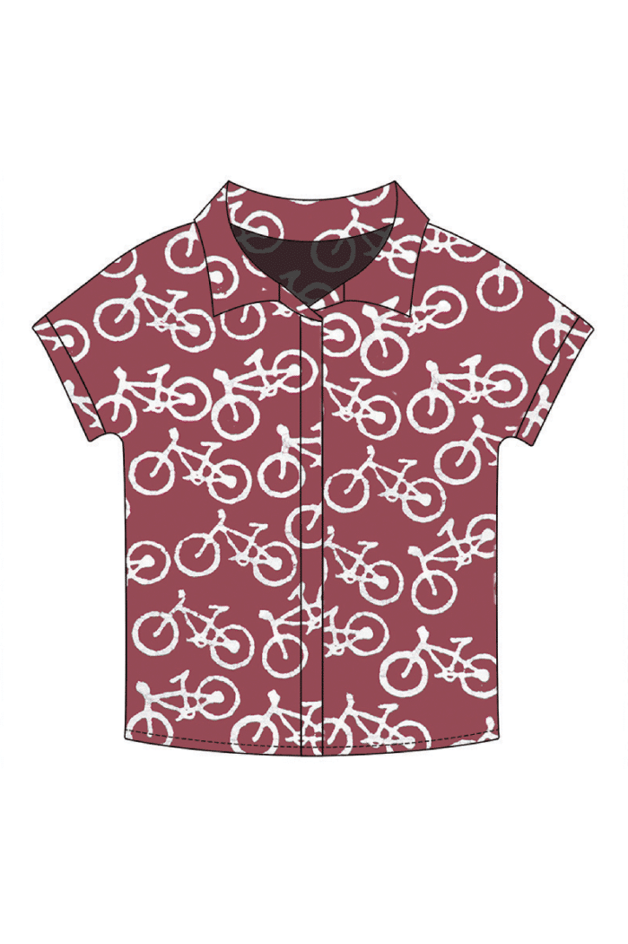 Cabana Blouse: Bikes - Brick-Organic