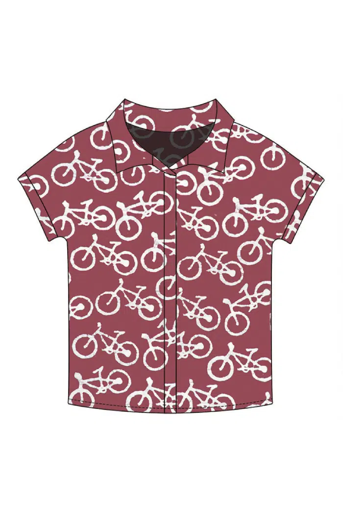 Cabana Blouse: Bikes - Brick-Organic