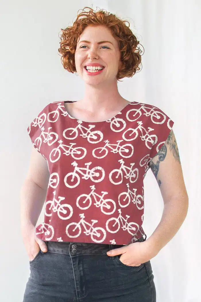 Boxy Blouse: Bikes - Brick-Organic