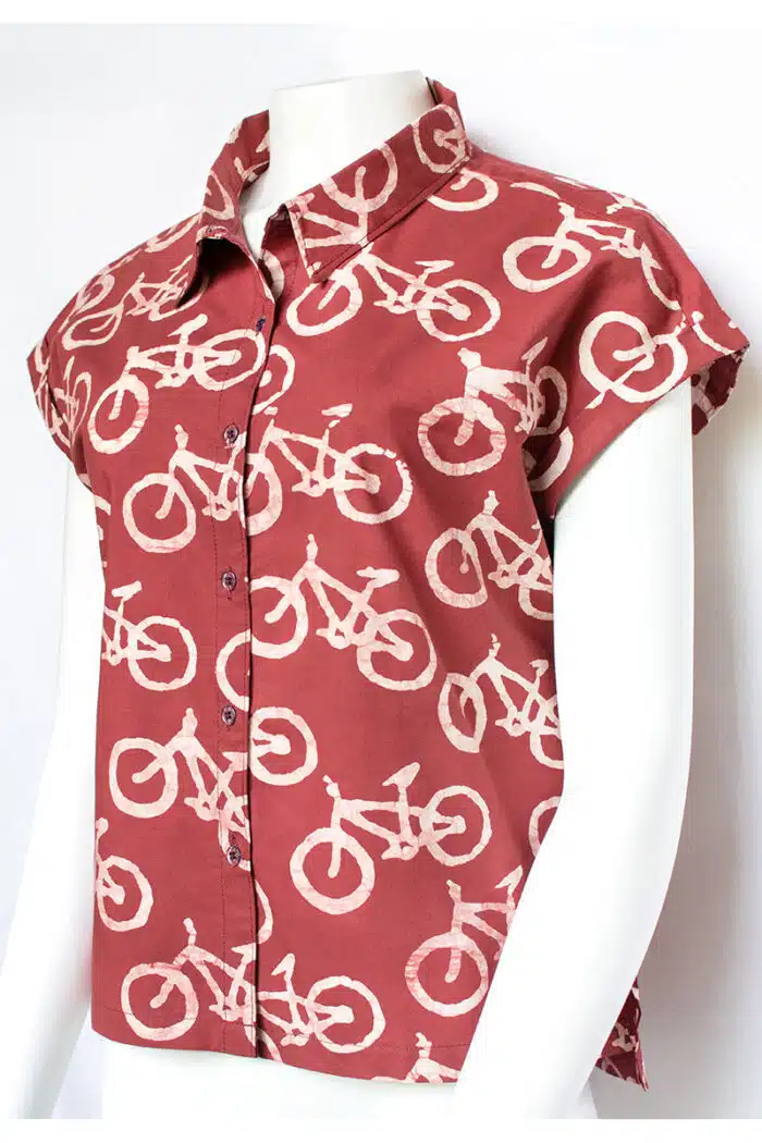 Cabana Blouse: Bikes - Brick-Organic